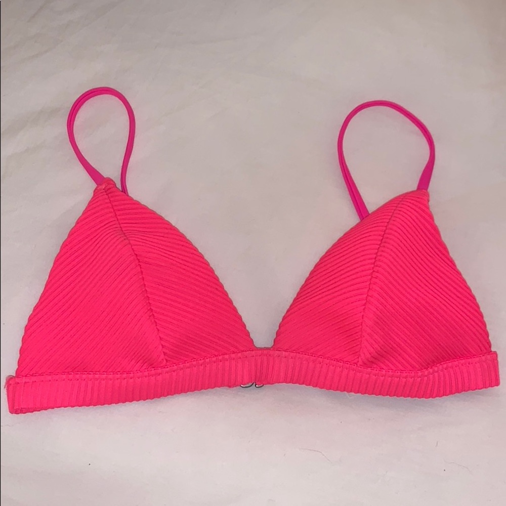Hollister Ribbed Neon Pink Bikini Top